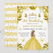 Gele jurk Blonde Prinses Verjaardag Kaart (Voorkant / Achterkant)