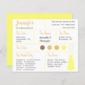 Gele jurk kleur bruidsmeisje informatie Kaart (Voorkant / Achterkant)