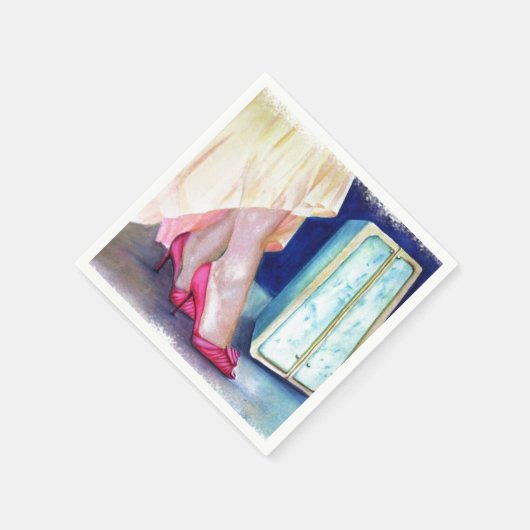 GELE JURK, RODE SCHOENEN PAPIEREN SERVETTEN (Hoek)