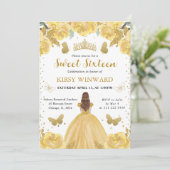 Gele jurk Rood haar Prinses Sweet 16 Kaart (Staand voorkant)