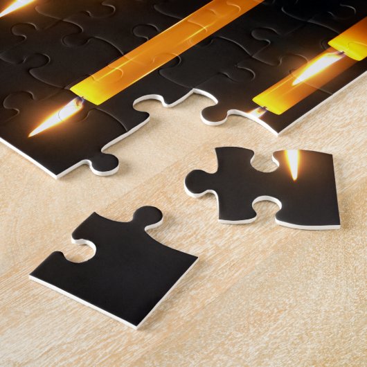 gele kaarslicht legpuzzel (Zijkant)