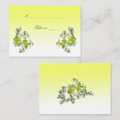 Gele Kaart voor het huwelijk van Floral Plaatskaartje (Voorkant / Achterkant)