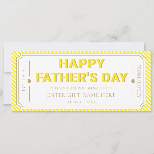 Gele kaart voor Vaderdag cadeaubon (Voorkant)