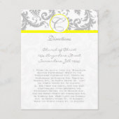 Gele Kaarten met grijze Damask Swirl Yellow Weddin (Voorkant)