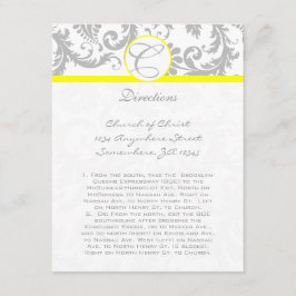 Gele Kaarten met grijze Damask Swirl Yellow Weddin