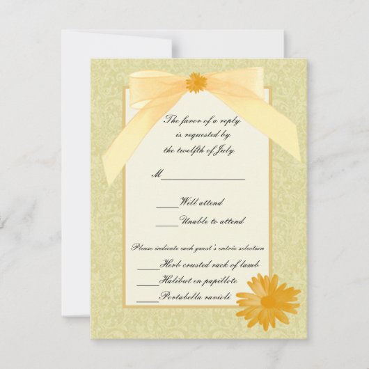 Gele Kaarten met respons op de ventilator RSVP Kaartje (Voorkant)