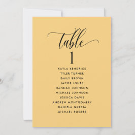 Gele Kaarten van het Zitplan met de Naam van de Ga