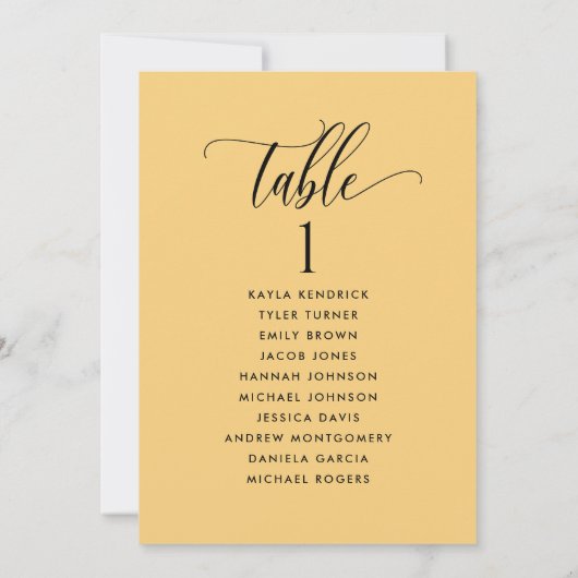 Gele Kaarten van het Zitplan met de Naam van de Ga (Achterkant)