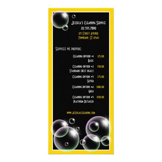 Gele Kaarten voor het reinigen van bubbels Reclamekaart (Voorkant)