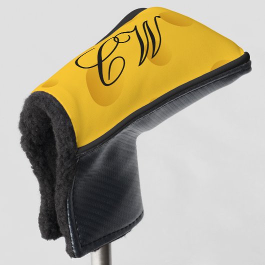 Gele kaas met een novelty gele afdruk golfcadeau v golfheadcover (3/4 voorkant)