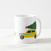  gele kab Taxi kerstboomtekening Koffiemok (Voorkant rechts)