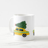  gele kab Taxi kerstboomtekening Koffiemok (Voorkant links)