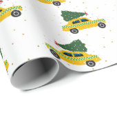 gele kab Taxi-kerstpatroon Cadeaupapier (Rol Hoek)