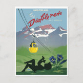 Gele kabelauto op Diablerets berg,  Briefkaart (Voorkant)