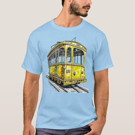 Gele kabeltram t-shirt (Voorkant)