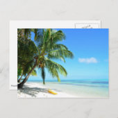 Gele kajak op een witte zandstrand briefkaart (Voorkant / Achterkant)