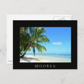 Gele kajak op een witte zandstrandzwarte kaart (Voorkant / Achterkant)