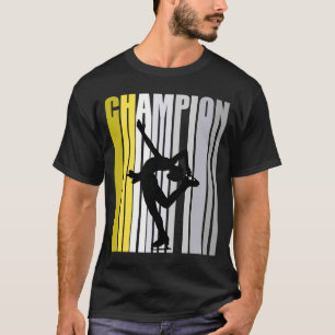 Gele kampioen schaatsen verjaardag retro fancy F T-shirt