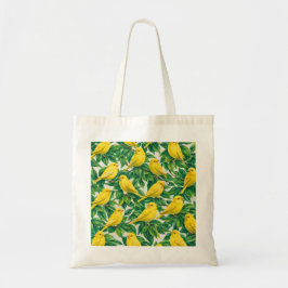 Gele Kanarie Vogels & Groene Bladeren Botanisch Tote Bag
