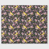 Gele kanaries en Cherry Blossom Pape Cadeaupapier (Vlak)