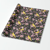 Gele kanaries en Cherry Blossom Pape Cadeaupapier (Uitgerold)