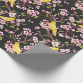 Gele kanaries en Cherry Blossom Pape Cadeaupapier (Hoek)