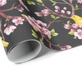 Gele kanaries en Cherry Blossom Pape Cadeaupapier (Rol Hoek)
