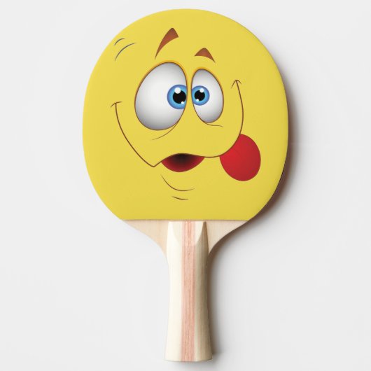 Gele kant glimlachen - Fun Kinder design Tafeltennisbatje (Voorkant)