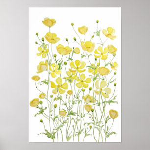 gele kartonnen bloemen waterverf poster