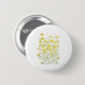 gele kartonnen bloemen waterverf ronde button 5,7 cm (Voorkant /achterkant)