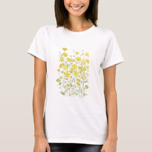 gele kartonnen bloemen waterverf t-shirt