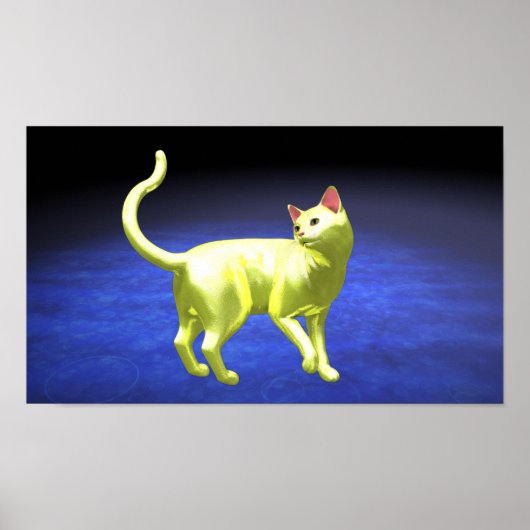 Gele kat draaien poster (Voorkant)