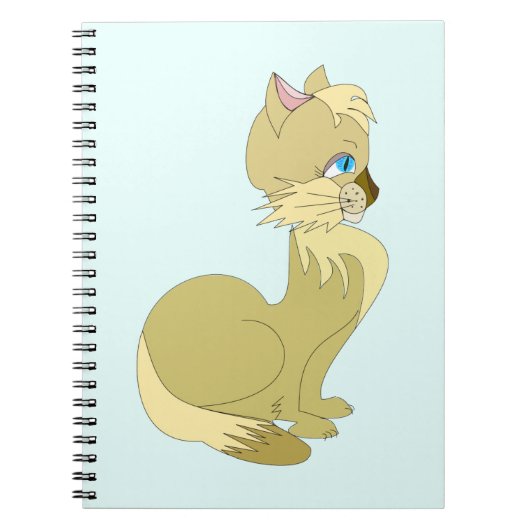 Gele kat met blauw Notitieboek Ogen Uw kleurtekst (Voorkant)