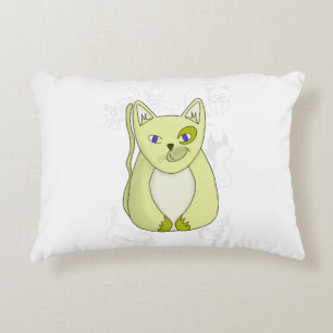 Gele kat met Hoesje van Naughty Smile Duvet Accent Kussen