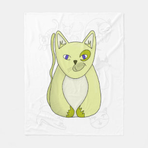 Gele kat met Hoesje van Naughty Smile Duvet Fleece Deken