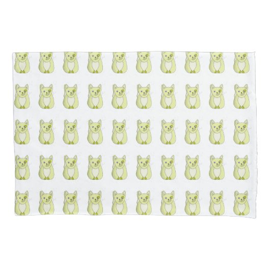 Gele kat met Hoesje van Naughty Smile Duvet Kussensloop (Voorkant)