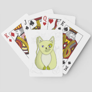 Gele kat met ondeugende glimlach dekbedovertrek pokerkaarten