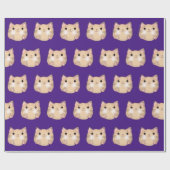 Gele kat op Konings Paars Cadeaupapier (Vlak)