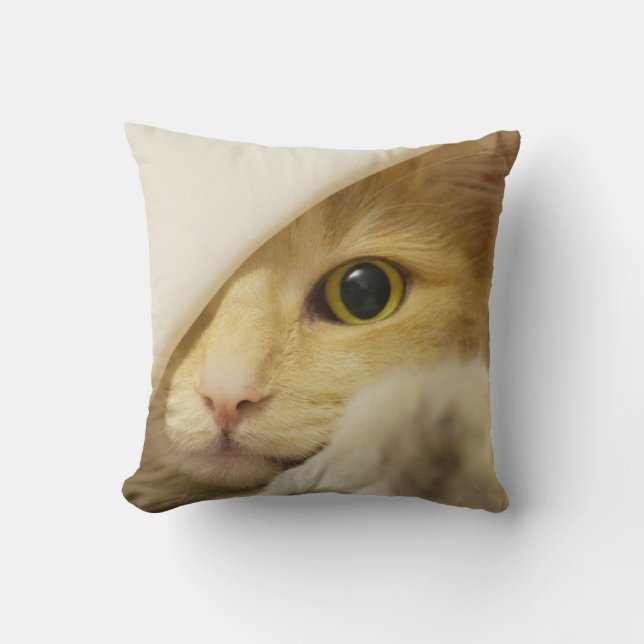 Gele kat pit kussen (Voorkant)