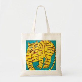 Gele kat tote bag