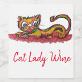 Gele kat wijn label etiket (Enkel label)