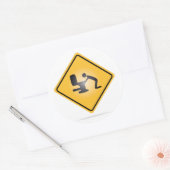 Gele kater waarschuwingsbord ronde sticker (Envelop)