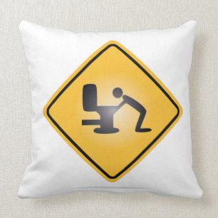 Gele kater waarschuwingsteken gooien kussen