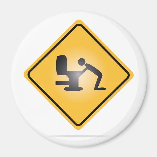 Gele kater waarschuwingsteken ronde magneet (Voorkant)