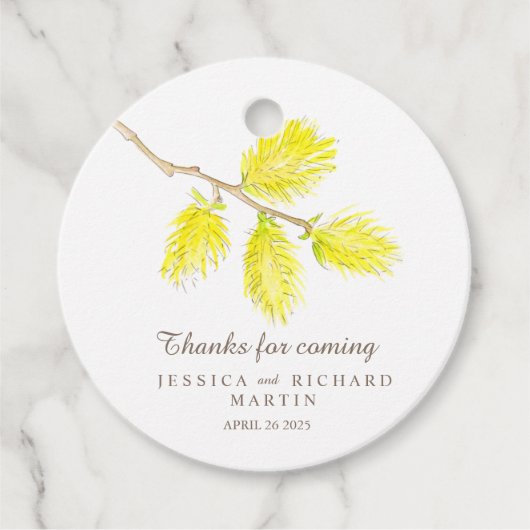 Gele katjes lente dank u bruiloft bedankjes labels (Voorkant)