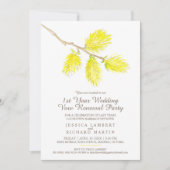 Gele katkin lente 1e bruiloft gelofte vernieuwing kaart (Voorkant)