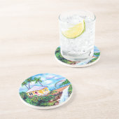 Gele katoen met waterval zandsteen onderzetter (Zijkant)