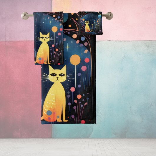 Gele katten bad handdoek