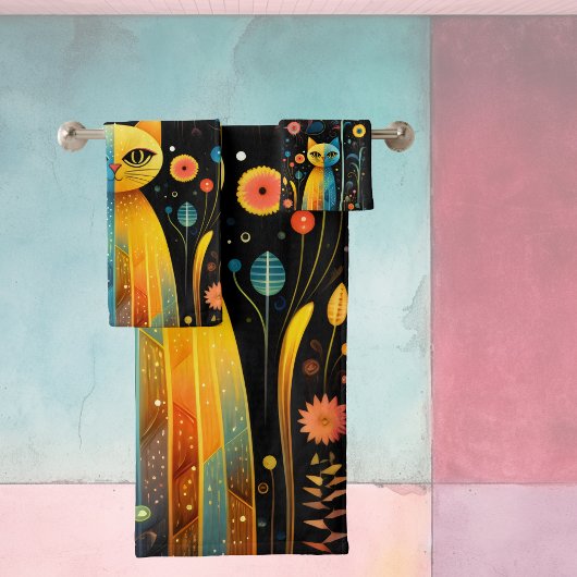 Gele katten bad handdoek