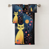 Gele katten bad handdoek (Insitu)